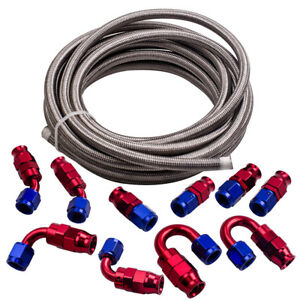AN-6 AN6 Stainless Steel PTFE Fuel 10FT + 10 Fittings Ends Hose Kit 10 Feet