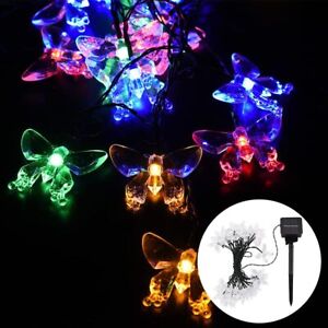 2 Pack 16.4ft Butterfly Solar LED Fairy String Lights Outdoor Garden Yard Fence