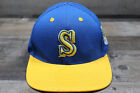 Seattle Mariners Snap Back Hat Men Blue Yellow Adjustable MLB American Needle
