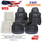 8x For 2002-2007 Ford F250 F350 Super Duty Front Leather Seat Cover & Foam Black (For: 2002 Ford F-250 Super Duty Lariat 7.3L)