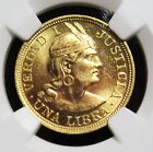 Peru: Republic gold Libra 1917 MS63 NGC, Lima mint, KM207, Fr-73.