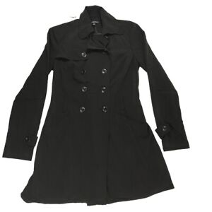 A Byers Lightweight Black Trench Coat Women Medium Timeless Minimalist Modern