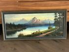 New ListingANTIQUE REDWOODS  OIL PAINTING WITH OREGON CASCADE MOUNTAINS SIGNED!