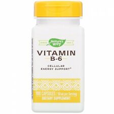 Natures Way Vitamin B-6 50 mg 100 Capsules Cellular Energy Support Exp 05/24