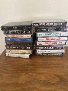 Lot Of 16 Cassette Tapes 80’s Culture Club Billy Idol White Snake Hall & Oates