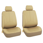 9pcs PU Leather Full Set Car Seat Covers Fit for Front Rear Chair Cushion Beige (For: More than one vehicle)