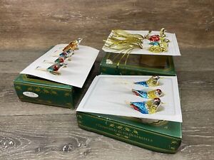 Kurt Adler Vintage Glass Clip On Bird Christmas Ornaments Original Box~Set of 11