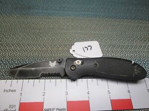 #177 Black Benchmade 557SBK Tanto 154CM Serrated Mini-Griptilian AxisLock Knife