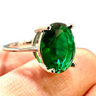 Green Emerald Ring 925 Sterling Silver Jewelry Oval Cut Size 6 7 8 9 lab-created