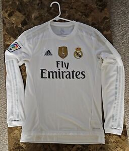2014 Real Madrid Ronaldo Christiano White Jersey Long Sleeves Men's Size Small