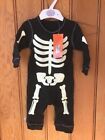 marks and spencer glow in the dark skeleton bodysuit black halloween 0 3 6 mo bn