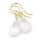 Rose Quartz Earrings Smooth Pink Teardrop Dainty Small Drops 14k Gold Sterling