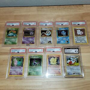 Pokemon Vintage Graded Slab Lot 9 Cards Holo Japanese Psa  7-8-9.5