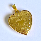 Vintage Gold Heart Locket Pendant Charm Victorian Photo Picture Plated