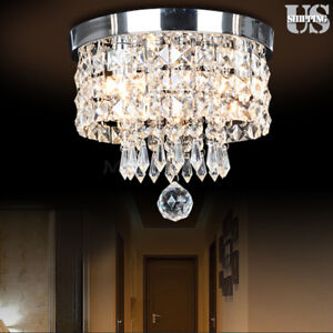 Modern LED Crystal Ceiling Light Flush Mount Chandelier Pendant Lamp Living Room