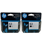 2psc Black Genuine HP 63 Ink Cartridges New OEM