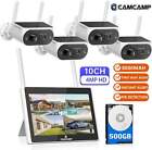 ✅Camcamp 4Pack 4MP Solar Wireless Security Camera System Monitor 10CH& 500GB HDD
