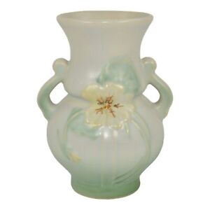 New ListingWeller Panella 1930s Vintage Art Deco Pottery Yellow Flower Green Ceramic Vase