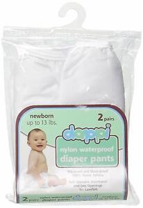 Dappi Waterproof 100% Nylon Waterproof Diaper Pants for Newborn, 2 Pack, White