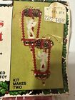 Vintage Holiday Red & Green CHRISTMAS CUPID BALLOONS Bead Sequin Ornament Kit