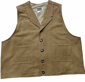 Frontier Classics Old West Victorian Western Tan Single Breasted Vest Mens 2XL