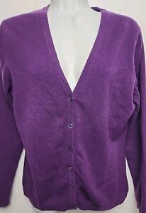 PURE Collection 100% Cashmere V-Neck Purple Hassato Cardigan 8/10 Medium