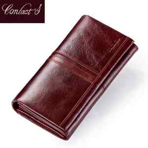 US Stock Women Genuine Leather Long Clutch Wallet Credit Card Phone Photo Holder