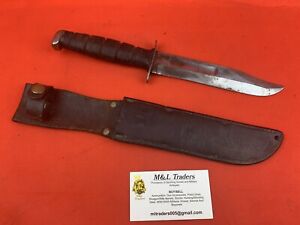 Original WW2 KABAR Fighting Knife USGI Modified Custom Initialed Early Model