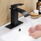 Black Widespread Bathroom Sink Faucet Basin 3 Hole Vanity Mixer Waterfall Tap