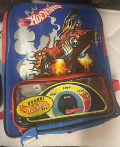 Licensed Casual Hot Wheels Blue Backpack with Front Pocket Kids School Bag Gift