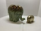 Vintage Brass Elephant Deco Figurines - Small 3.25” - Large 7.5” - Trunk Up