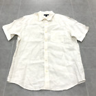 Vintage Banana Republic White Short Sleeve Linen Button Up Shirt Adult Size L