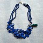 Vintage Bold Bright Wood Parrot Chunky Statement Necklace Blue Multi
