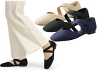 Women Knit Lightweight Ballet Flat Stretchy Square Toe Casual Slip On Flat Shoes