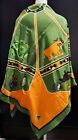 Hermes Cotton Pareo Shawl Stole Scarf Green Orange Animal Woman Auth 53 in Ex++