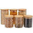 Set of 6 Glass Food Storage Containers Jars with Bamboo Lids for Kitchen, 2 Size