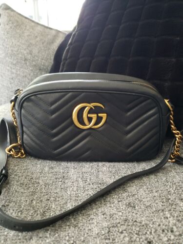 Gucci GG Marmont Matelasse  Black Leather Bag-Preowned