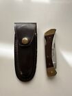 Vintage Frontier Double Eagle Imperial 4515 Folding Pocket Knife w/ Leather Case