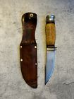 Vintage Edge Brand 470 Solingen Germany Stag Handle Fixed Blade Knife w/ Sheath