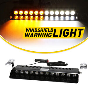 12 LED Emergency Warning Beacon Strobe Light Bar Windshield Dash Hazard Lamp EOA
