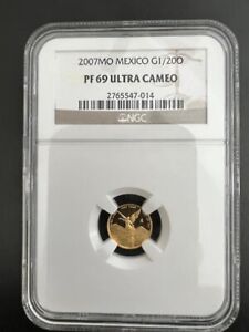 New Listing2007 MEXICO 1/20 oz NGC PF69 ULTRA CAMEO GOLD LIBERTAD Low Mintage of 500 NR!