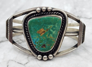 Gorgeous Royston Turquoise Navajo Old Pawn Sterling Cuff Bracelet 6.25