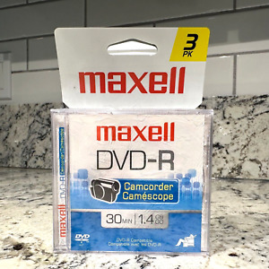 MAXELL DVD-R Camcorder 30 Minutes 1.4 GB 3 Pack - New Sealed!