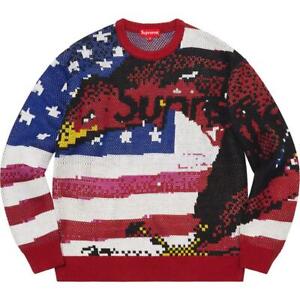 NWT Men's Supreme Digital Flag Red Sweater 2021 SS Size SMALL