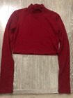 Forever 21 Red Sweater Crop Top Small Rib Knit Material Turtle Neck Used