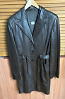 TSE Dark Brown Leather Button Trench Coat Jacket Mid Length Women’s