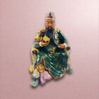 Guan Gong Porcelain Figurine 10” Vintage Hand Painted Chinese Warlord Guan Yu