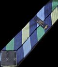 Brooks Brothers 346 Pure Silk Navy Blue Green Gold Sky Blue Striped Necktie