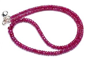 Natural Gem Mogok Ruby 3 to 6MM Size Faceted Rondelle Beads Necklace 16