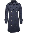 Mens Military Wool Double Breasted Trench Coat Overcoat  Casual Jackets new